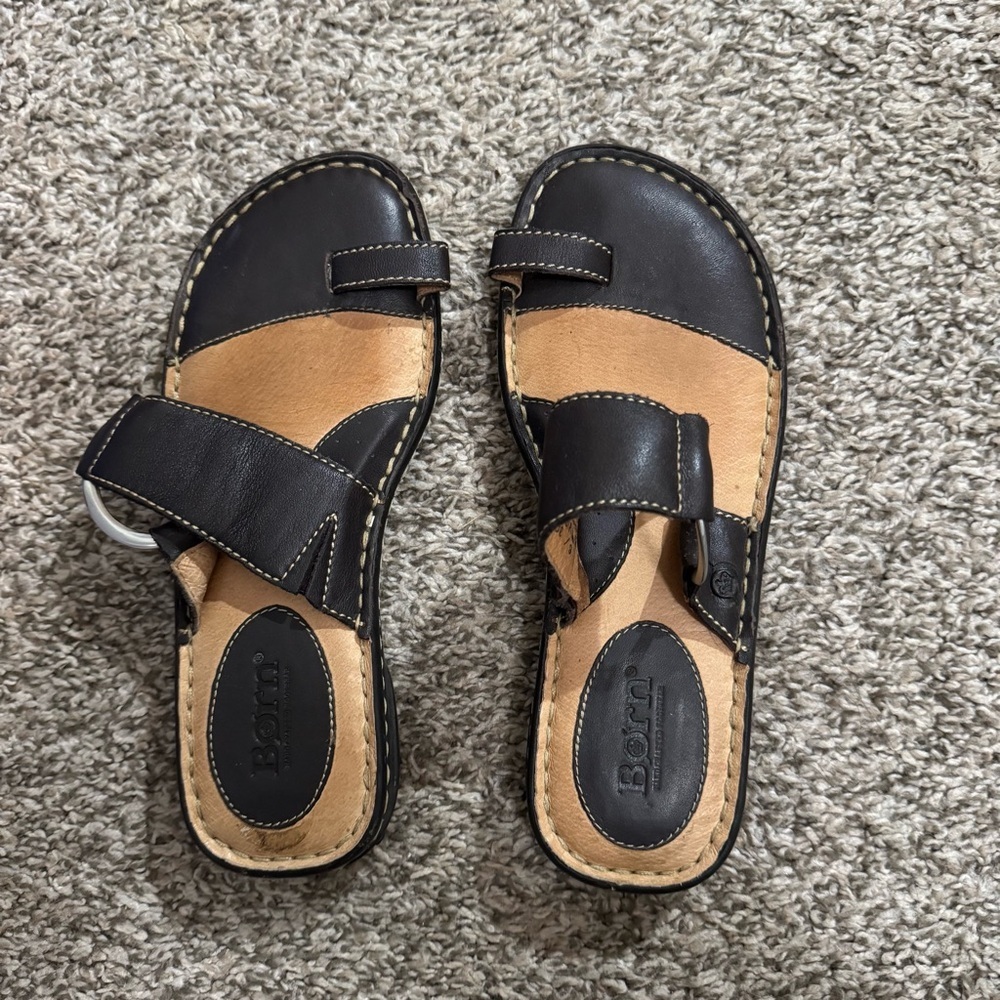 Born Brown and Tan Women's Sandals Size 6 Wide Feet